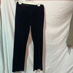 Dana Buchman L black stretch velour pull-on pants straight leg euc